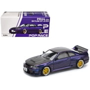 Skyline GT-R R33 RHD Right Hand Drive Midnight Purple Metallic with Carbon Hood 1/64 Die Cast Model Car by Pop Race