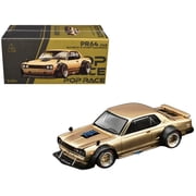 Skyline GT-R V8 Drift Hakosuka RHD Right Hand Drive Gold Metallic 1/64 Die Cast Model Car by Pop Race