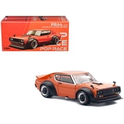 Skyline GT-R V8 Drift Kenmeri RHD Right Hand Drive Orange Metallic 1/64 Die Cast Model Car by Pop Race