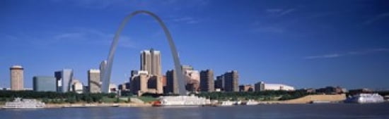 Skyline Gateway Arch St Louis MO USA Canvas Art - Panoramic Images (36 x 12)