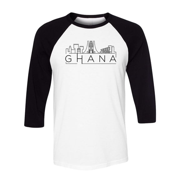 Skyline Ghana Three-Quarter Raglan Sleeve Baseball Shirt Unisex Medium White/Black