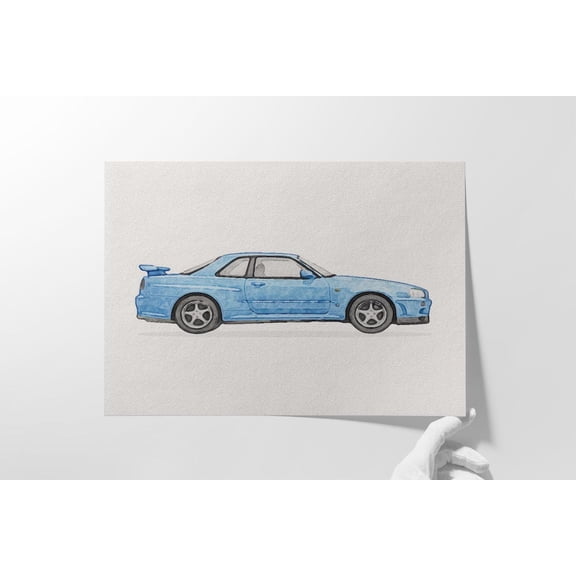 Skyline Gt-R R34 Car Poster: Jdm Garage Wall Art, Unframed Poster Size 16x24