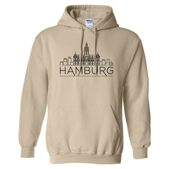 Skyline Hamburg Germany Hoodie Sweatshirt Unisex 2X-Large Sand