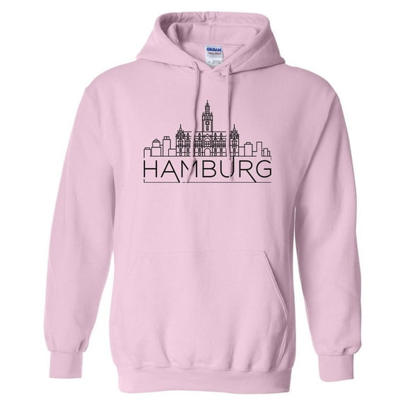 Skyline Hamburg Germany Hoodie Sweatshirt Unisex 3X-Large Pink