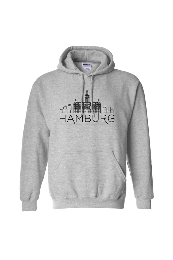 Skyline Hamburg Germany Hoodie Sweatshirt Unisex Large Grey