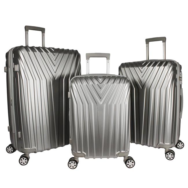 Skyline Hardside Spinner Luggage Set, Silver 3 Piece