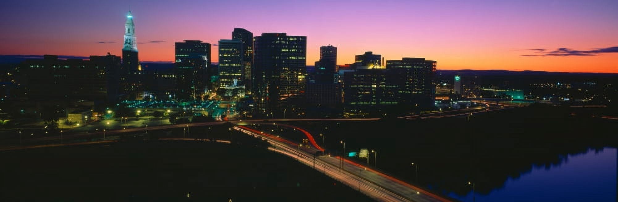 Skyline Hartford Sunset Connecticut Canvas Art - Panoramic Images (27 x 9)