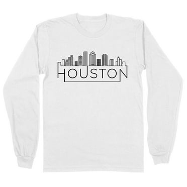 Skyline Houston Texas Long Sleeve Shirt Unisex Large White
