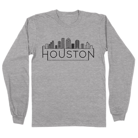 Skyline Houston Texas Long Sleeve Shirt Unisex Small Grey