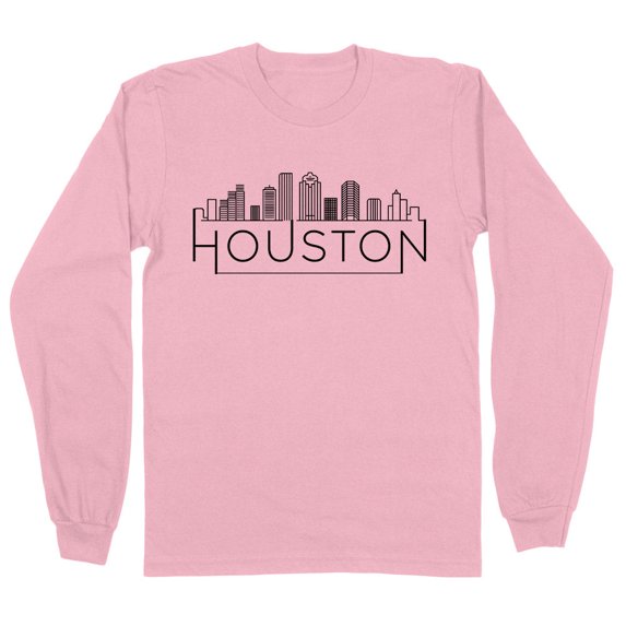 Skyline Houston Texas Long Sleeve Shirt Unisex Small Pink
