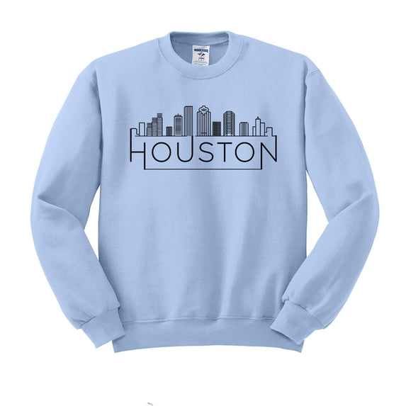 Skyline Houston Texas Sweatshirt Unisex 3X-Large Light Blue