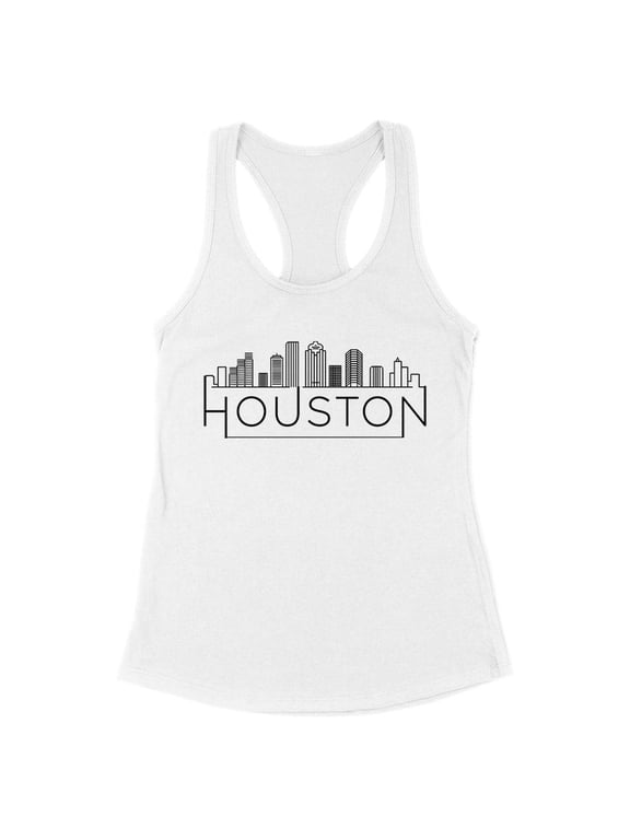 Skyline Houston Texas Tank Top Fitted Racerback Women's Small White