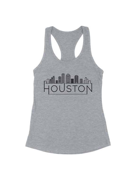 Skyline Houston Texas Tank Top Fitted Racerback Women's X-Small Heather Grey