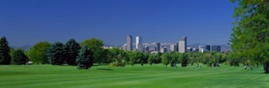 Skyline In Daylight Denver Colorado USA Canvas Art - Panoramic Images (36 x 12)