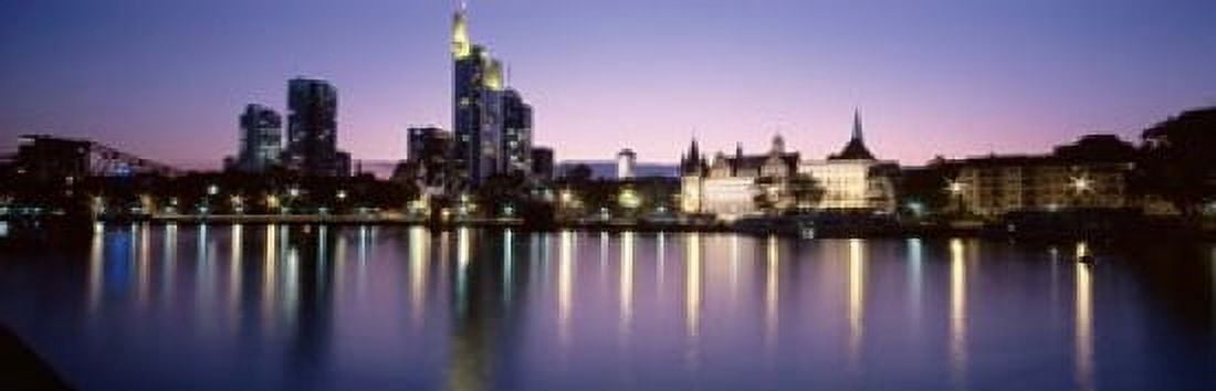 Skyline In Evening Main River Frankfurt Germany Canvas Art - Panoramic Images (18 x 6)