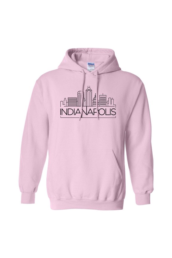 Skyline Indianapolis Indiana Hoodie Sweatshirt Unisex Medium Pink