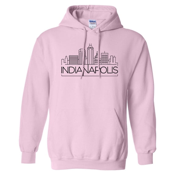 Skyline Indianapolis Indiana Hoodie Sweatshirt Unisex X-Large Pink