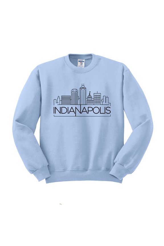 Skyline Indianapolis Indiana Sweatshirt Unisex Medium Light Blue