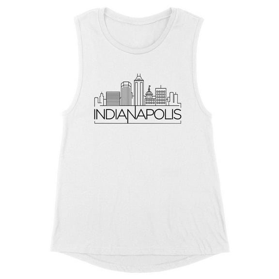 Skyline Indianapolis Indiana Women's Muscle Tank Large White