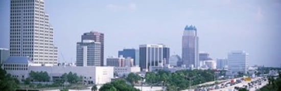 Skyline & Interstate 4 Orlando FL USA Canvas Art - Panoramic Images (36 x 12)