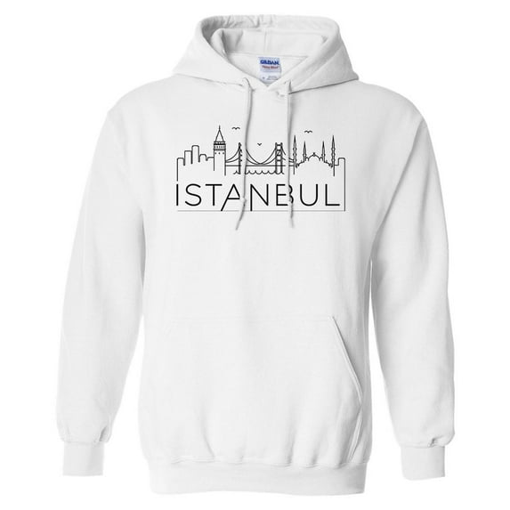 Skyline Istanbul Turkey Hoodie Sweatshirt Unisex Large White