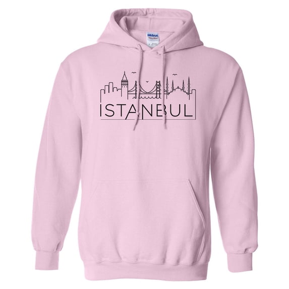 Skyline Istanbul Turkey Hoodie Sweatshirt Unisex Medium Pink