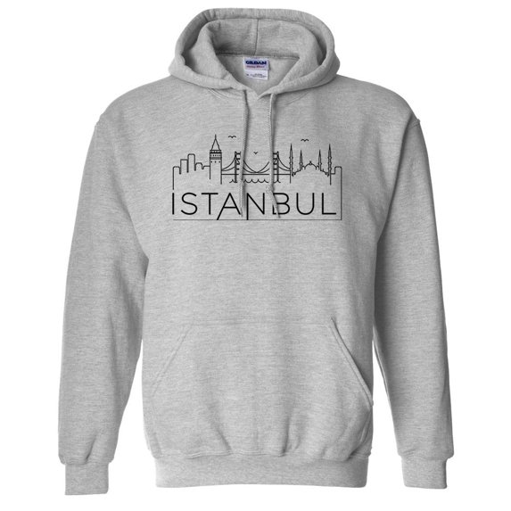 Skyline Istanbul Turkey Hoodie Sweatshirt Unisex X-Large Grey