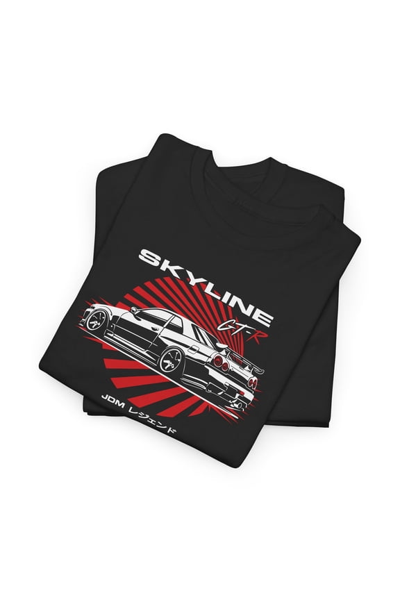 Skyline JDM Car T Shirt, R34 Japanese Import Drift Racing Tee, 90s JDM Legend Graphic Shirt for Enthusiast