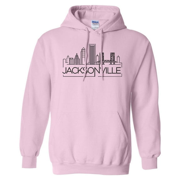 Skyline Jacksonville Florida Hoodie Sweatshirt Unisex 5X-Large Pink