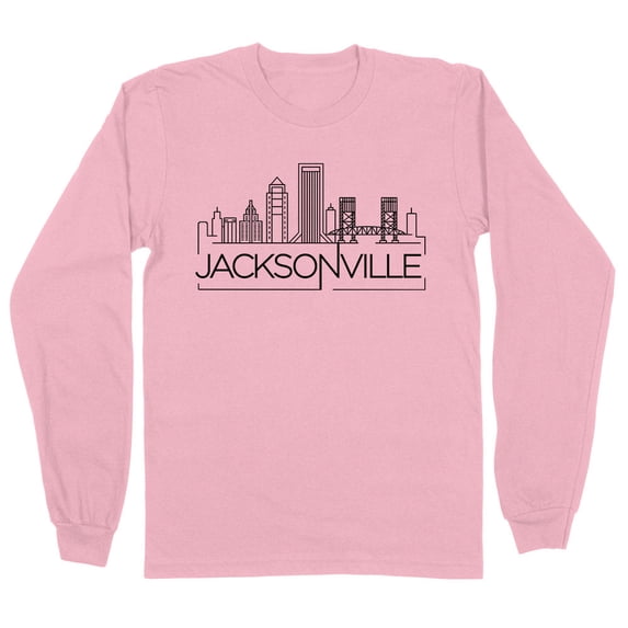 Skyline Jacksonville Florida Long Sleeve Shirt Unisex 2X-Large Pink