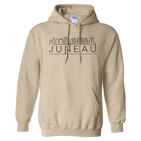 Skyline Juneau Alaska Hoodie Sweatshirt Unisex Large Sand