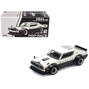 Skyline KPGC110 Kenmeri RHD Japan National Police Agency Livery Black and White 1/64 Die-Cast Model Car by Pop Race