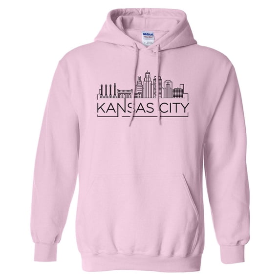 Skyline Kansas City Missouri Hoodie Sweatshirt Unisex Large Pink