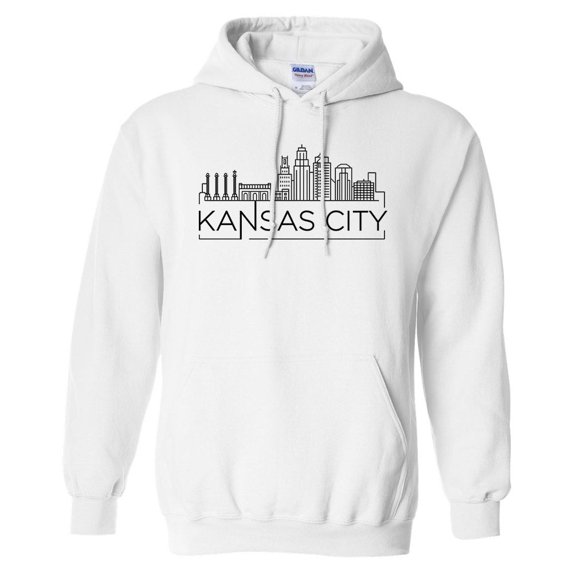 Skyline Kansas City Missouri Hoodie Sweatshirt Unisex Large White
