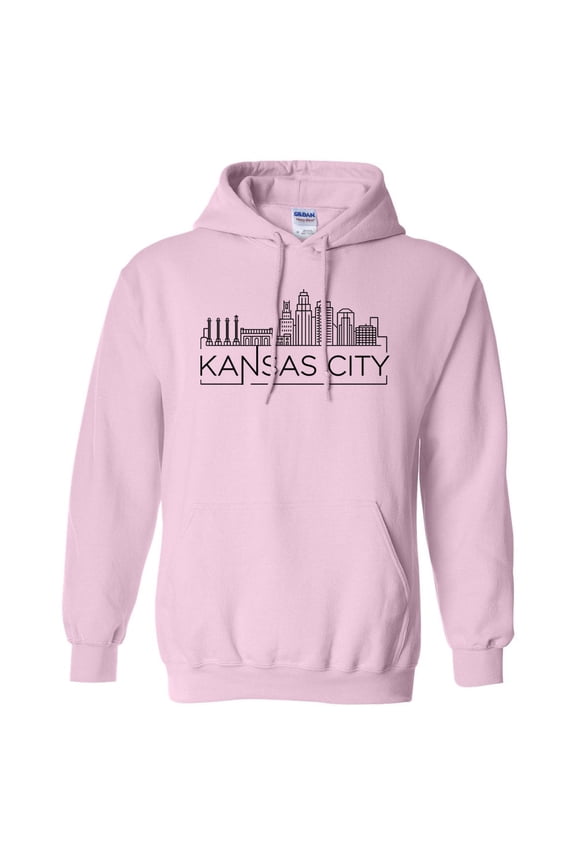 Skyline Kansas City Missouri Hoodie Sweatshirt Unisex Medium Pink