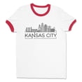 thumbnail image 1 of Skyline Kansas City Missouri Ringer Tee Shirt Unisex Medium White/Red, 1 of 5