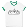 thumbnail image 1 of Skyline London England Ringer Tee Shirt Unisex Medium White/Kelly Green, 1 of 5