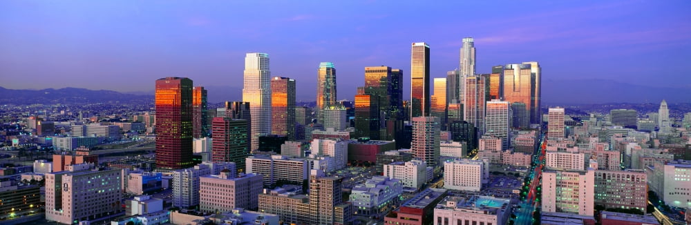 Skyline Los Angeles California Canvas Art - Panoramic Images (36 x 12)