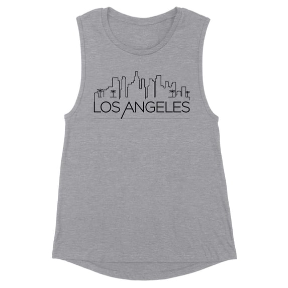 Skyline Los Angeles California Women's Muscle Tank Large Heather Grey