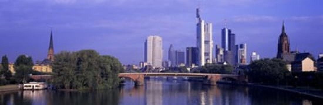 Skyline Main River Frankfurt Germany Canvas Art - Panoramic Images (18 x 6)