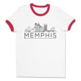 thumbnail image 1 of Skyline Memphis Tennessee Ringer Tee Shirt Unisex Medium White/Red, 1 of 5