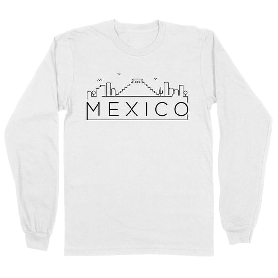 Skyline Mexico Long Sleeve Shirt Unisex Large White