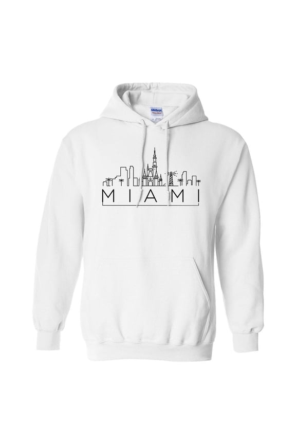 Skyline Miami Florida Hoodie Sweatshirt Unisex Small White