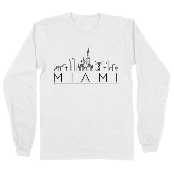 Skyline Miami Florida Long Sleeve Shirt Unisex Large White