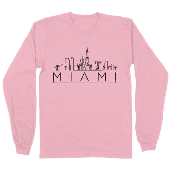 Skyline Miami Florida Long Sleeve Shirt Unisex Small Pink