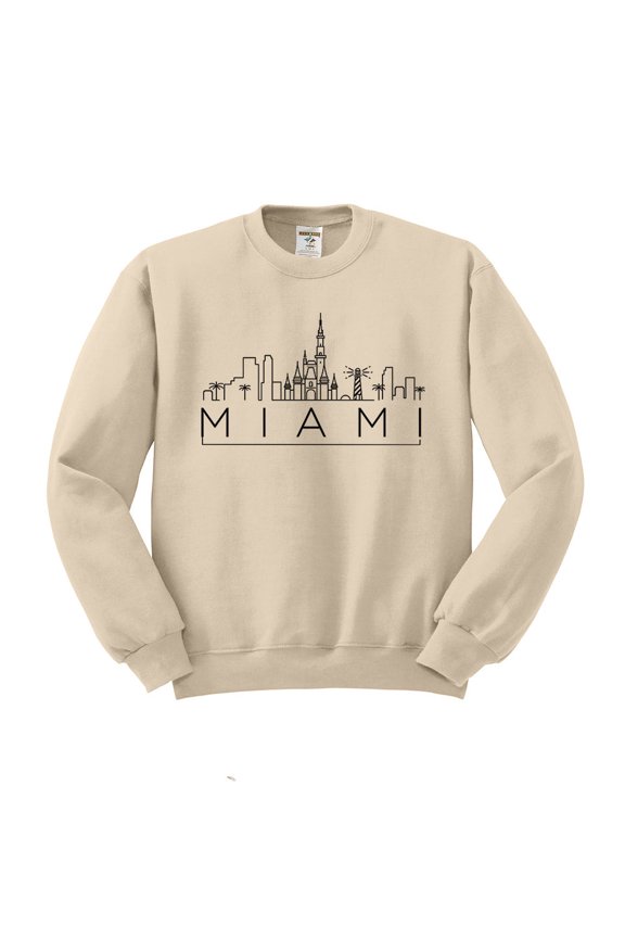 Skyline Miami Florida Sweatshirt Unisex Large Sand