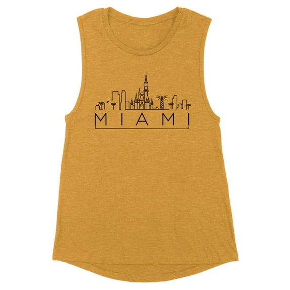 Skyline Miami Florida Women's Muscle Tank Medium Antique Gold