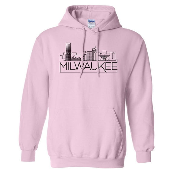Skyline Milwaukee Wisconsin Hoodie Sweatshirt Unisex Small Pink