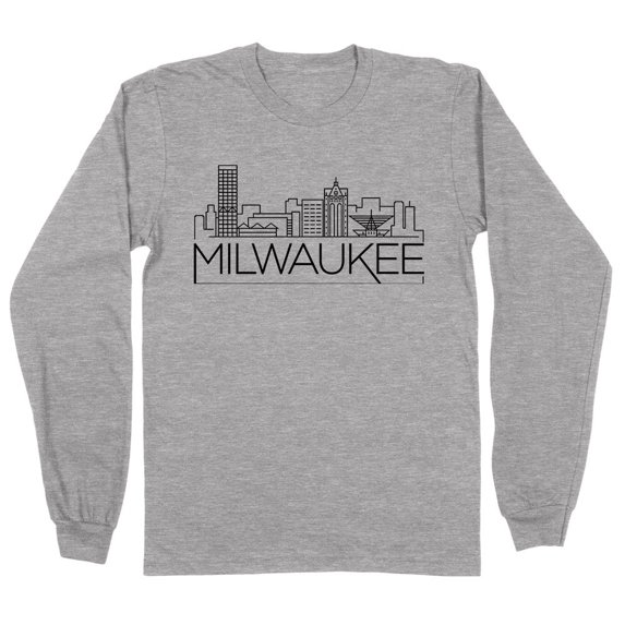 Skyline Milwaukee Wisconsin Long Sleeve Shirt Unisex 3X-Large Grey