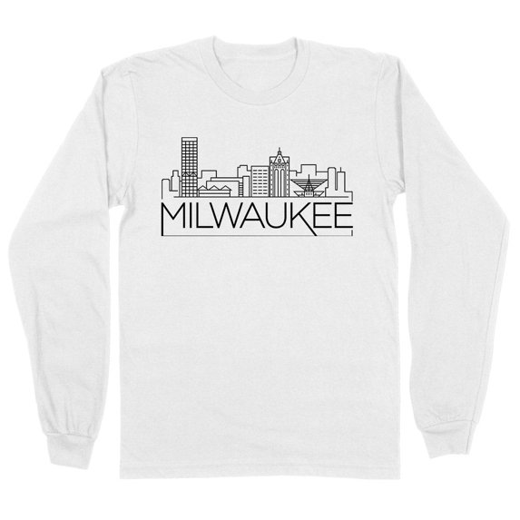 Skyline Milwaukee Wisconsin Long Sleeve Shirt Unisex Large White